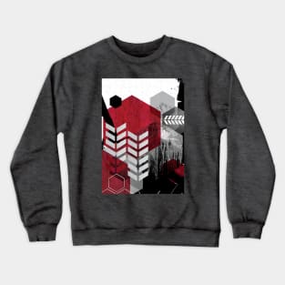 Red and Black Abstract Geo Crewneck Sweatshirt